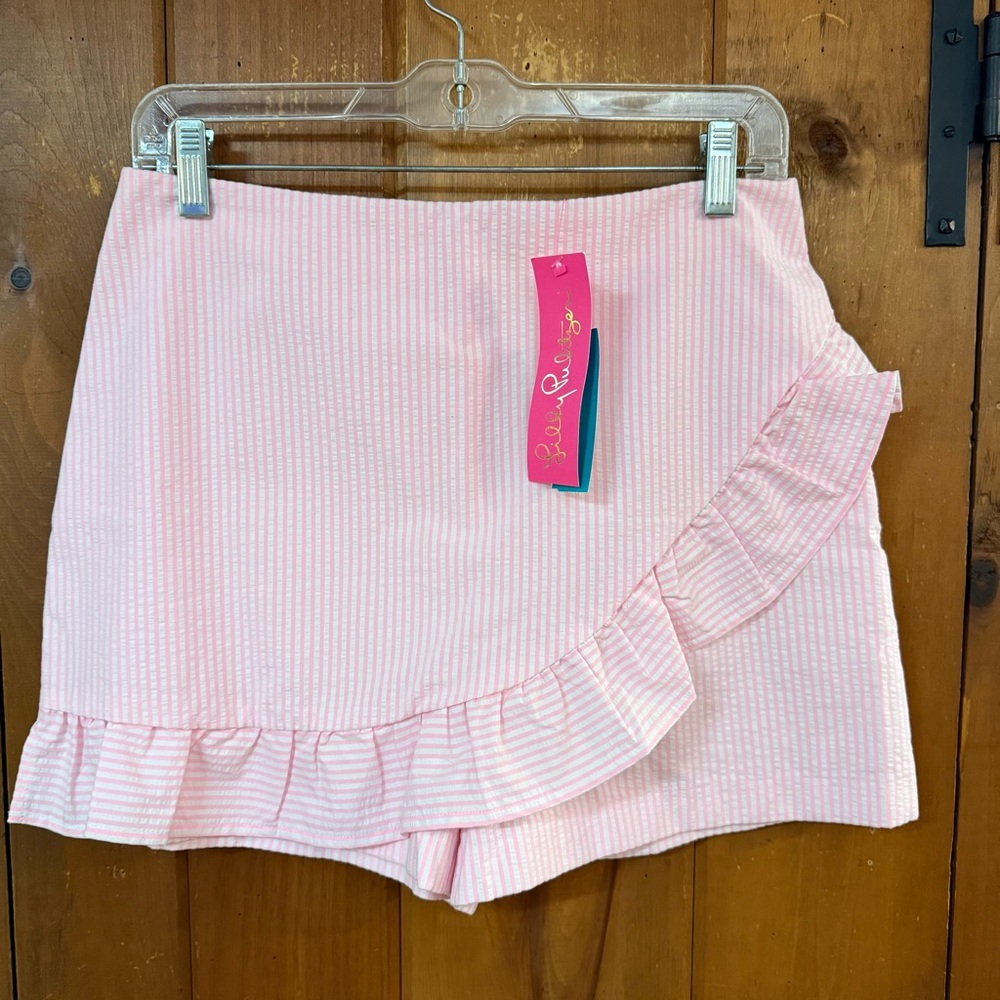 LILLY PULITZER Faye Skort in Pink Seersucker NWT Sz 0 & 4 $88 - Picture 2 of 3